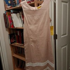 Clari.e Beige with white stripes Sheath dresss